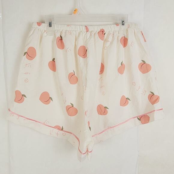 Peaches & Cream Pink Cream Pajama Set Size XL Retro Loungewear Satin Trim - Picture 8 of 13